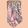 2025 High Quality Leopard Print Square Scarf Women's Imitation Silk Scarf Casual Versatile Decoration Small Neck Scarf 90CMx90CM