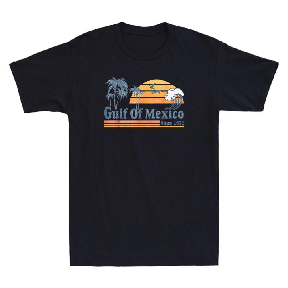 Gulf of Mexico Since 1672 Funny Beach Palms Seagull Summer Vacation Mens T-Shirt