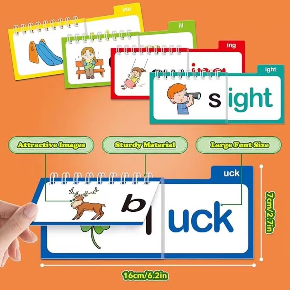 Early Educational Reading Flip Book Interactive Word Family Build Books Boys and Girls