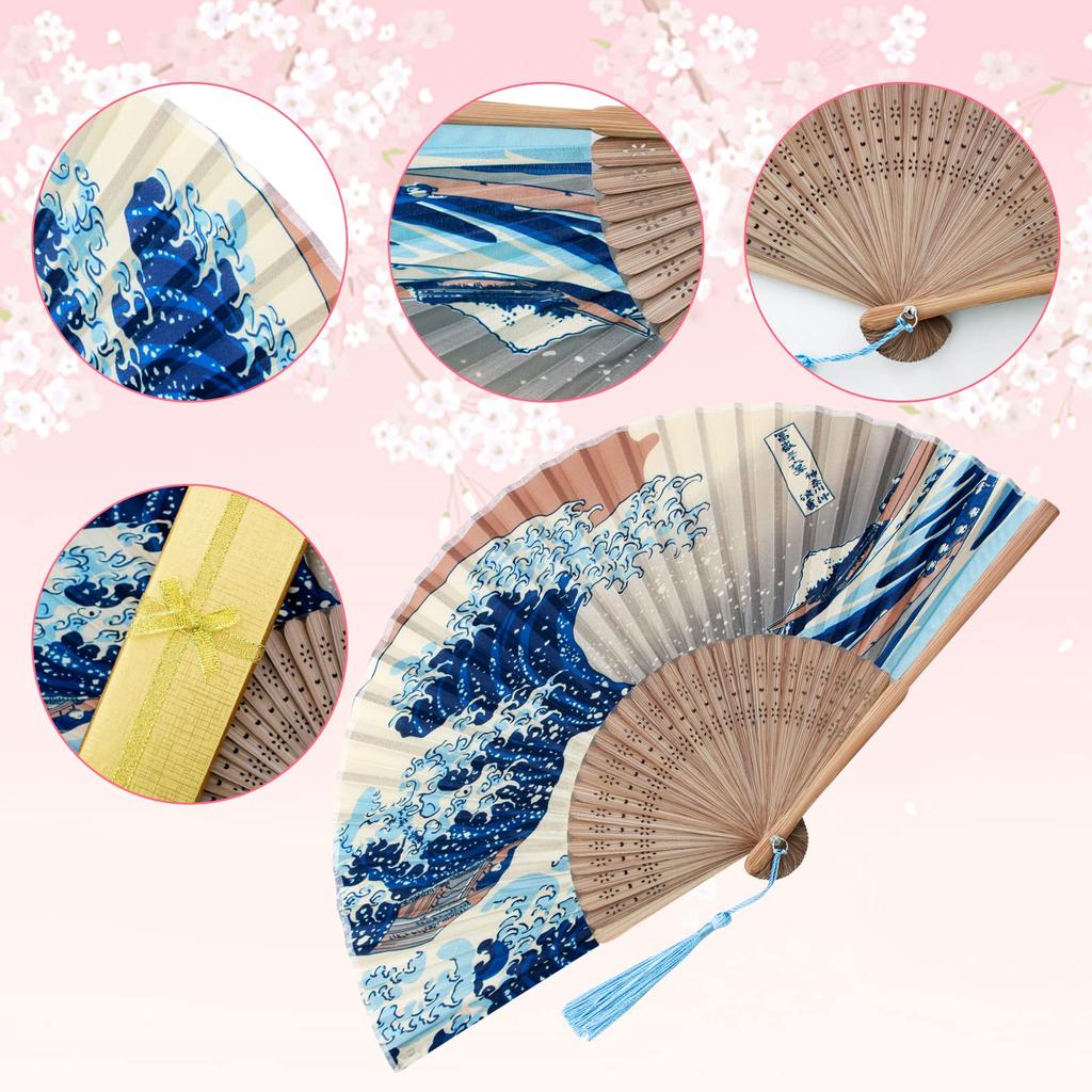 bamboo fan with rayon floral and gorgeous Japanese [boshiho] Women's pattern. Stylish, elegant, accessory.