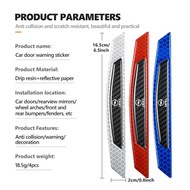 For Opel Reflective Car Sticker Door Edge Guards Trim Molding Protection Strip Scratch Protector Insignia Corsa Zafira Meriva YC4