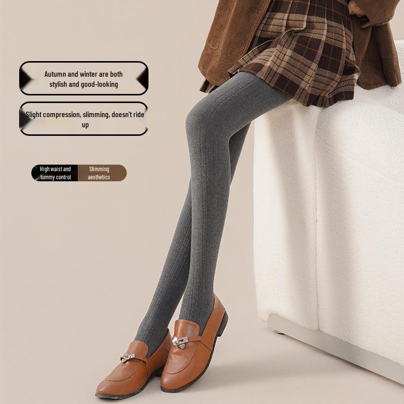 Женские ретро вельветовые колготки с кабельным узором - Высокая посадка, Утягивающие, Японский стиль, Универсальные милые осенне-зимние носки