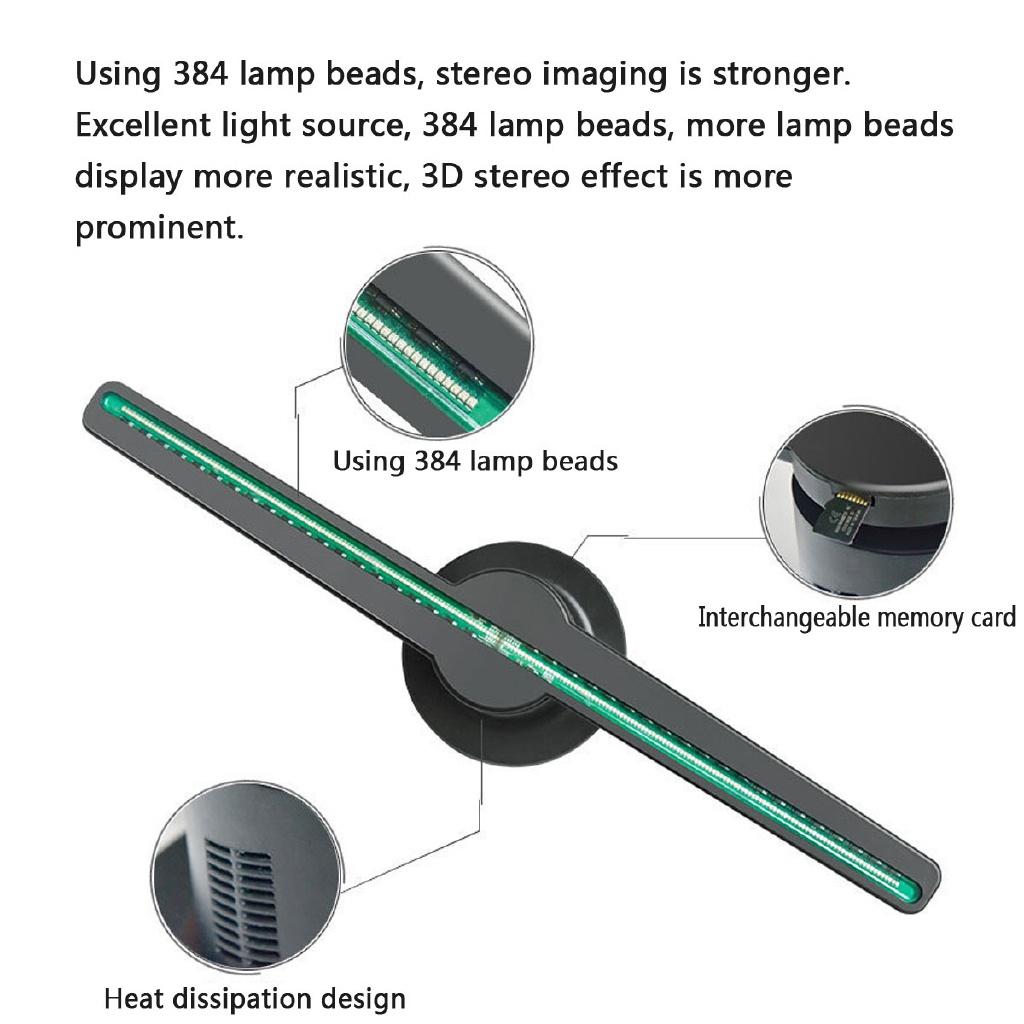 16W-32W 3D светодиоды 384 светодиодных элемента HD Пульт ДУ Голографический вентилятор Проектор Рекламный дисплей WIFI Голографический дисплей Плеер Новый