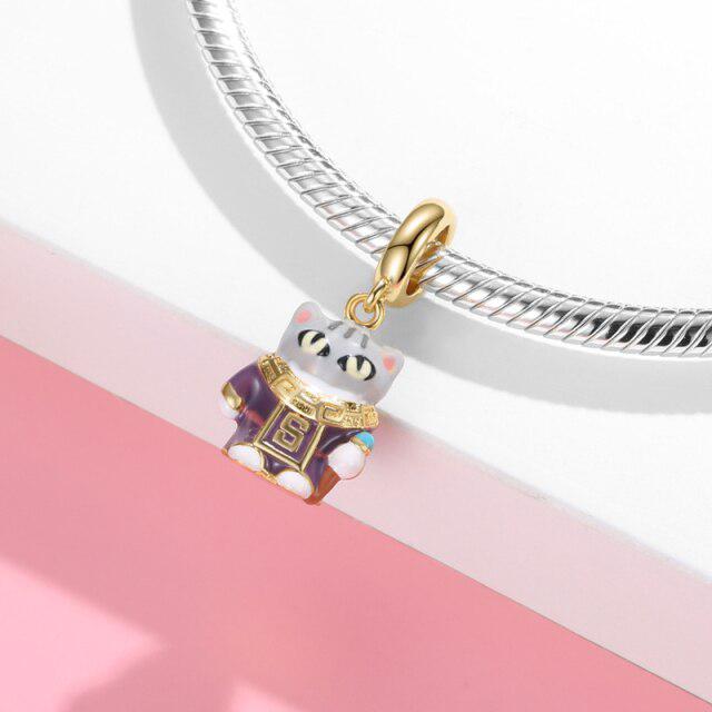 Красочные эмалевые бусины, многофункциональная подвеска в виде пирата, воина, животного, кошки, 925 пробы, изготовление ювелирных изделий из серебра, подходит для оригинального браслета с подвесками