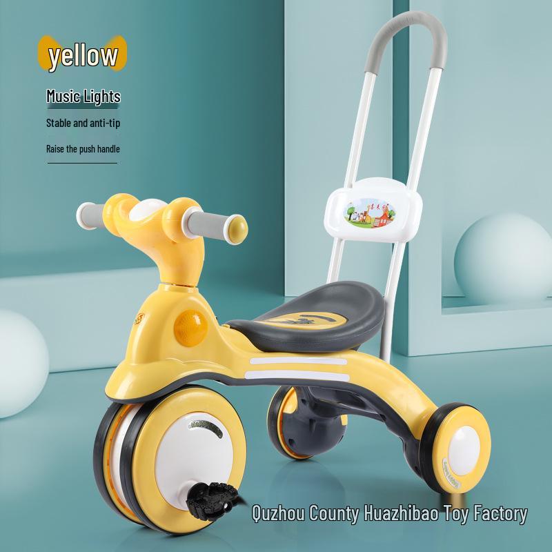 Lightweight Children's Tricycle with Music, Push Handle, and Pedals