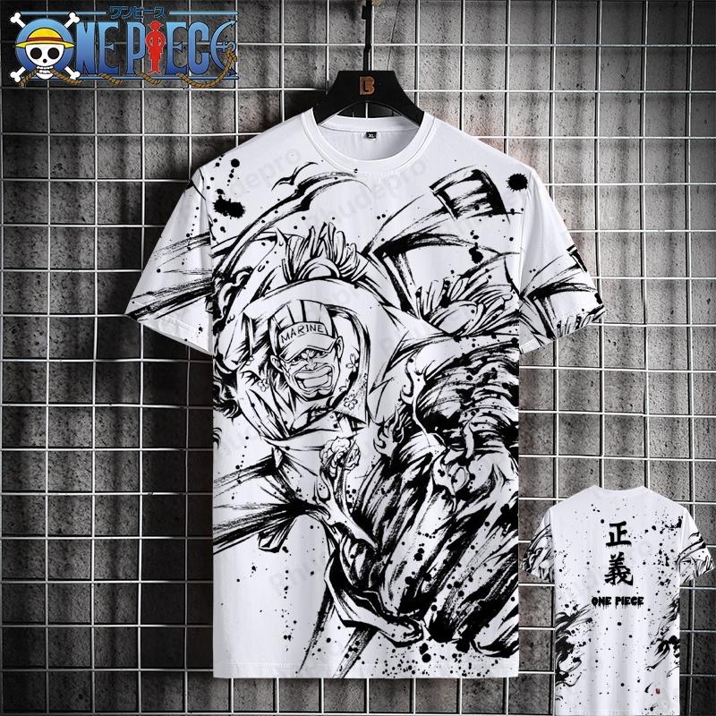 Мужская футболка One Piece Повседневная футболка с коротким рукавом Принт с аниме-персонажем Модная уличная одежда