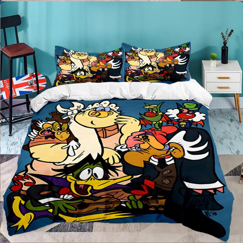 3PCS Duckula Bedding Set,Including 1pc Duvet Cover And 2pcs Pillowcases Perfect for Bedroom, Dormitory, Large size Fan Christmas gift