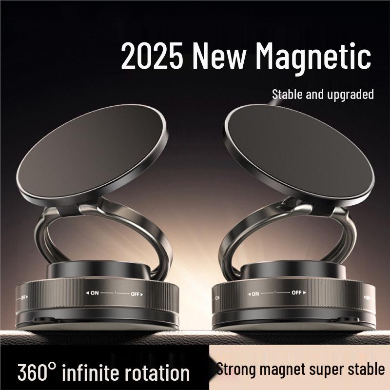 2025 Magnetic Metal Phone Holder with Vacuum Suction Cup for Car Navigation, Foldable and Portable