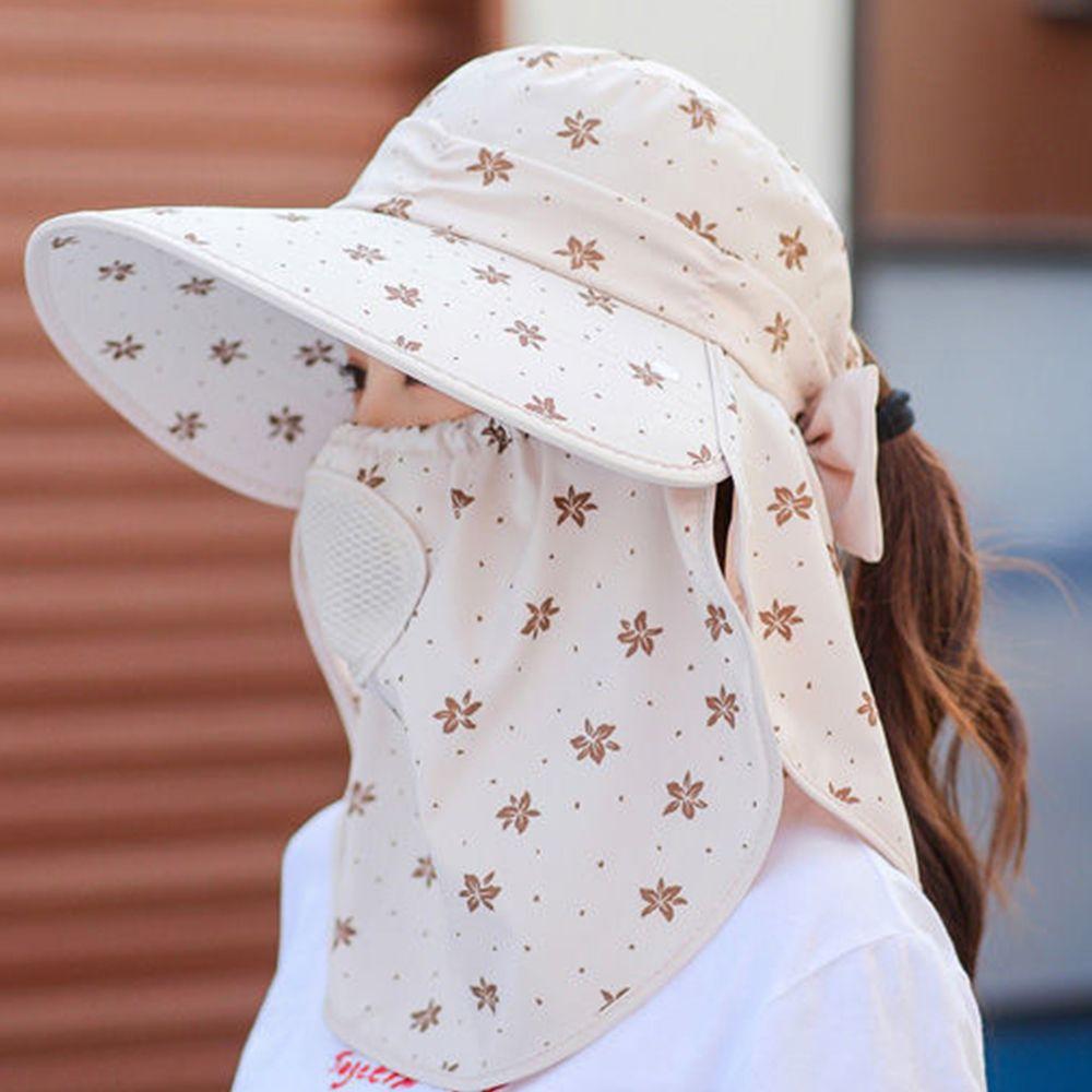 Polyester Do Farming Work With Neck Flap Summer UV Protection Women Sun Hat Flower Print Bucket Hat