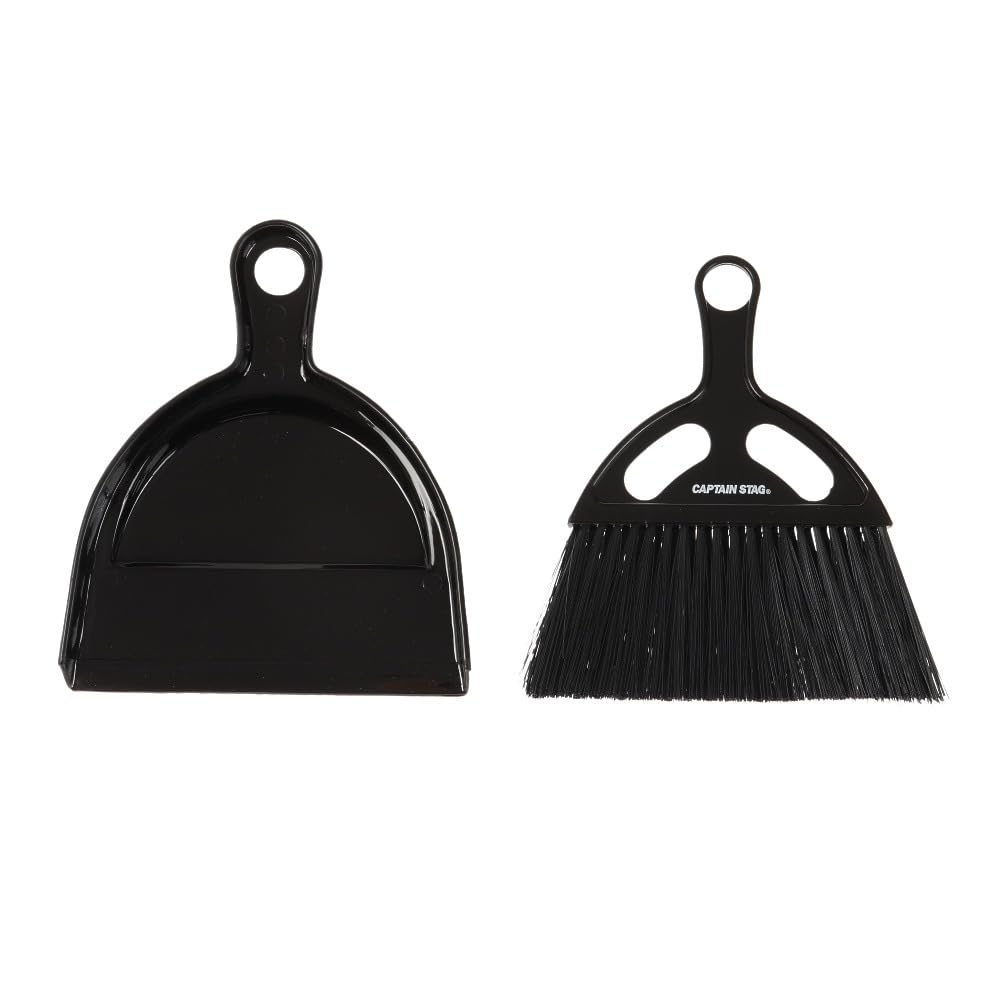 CAPTAIN STAG Dustpan Broom BBQ Tidying Mini Broom Set Black Width 165 X Depth 200 X Thickness 30mm UG-3289