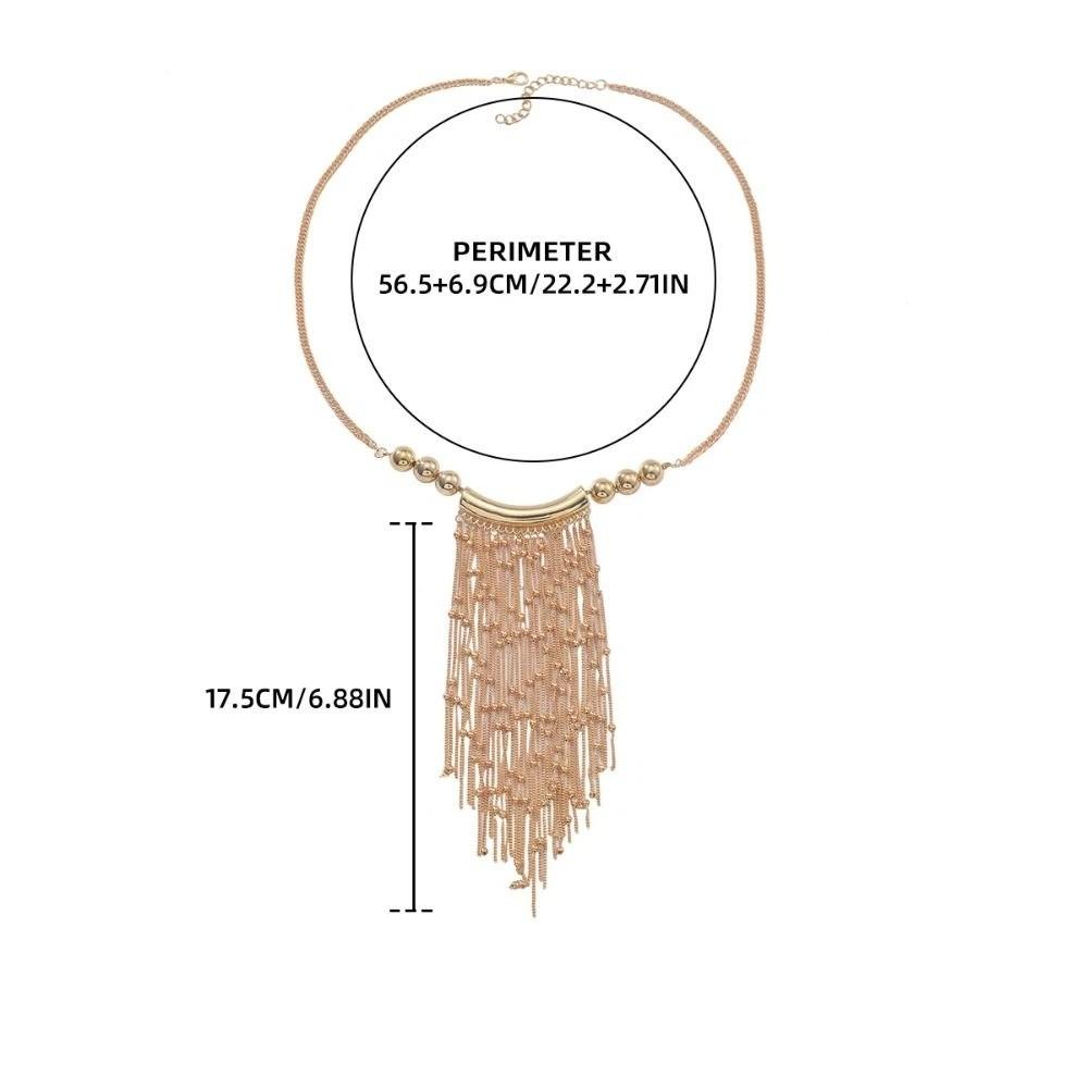 Exaggeration Tassel Long Necklace Tassel Bead Multi-layer Long Sweater Chain Jewelry Accessories Neckchain