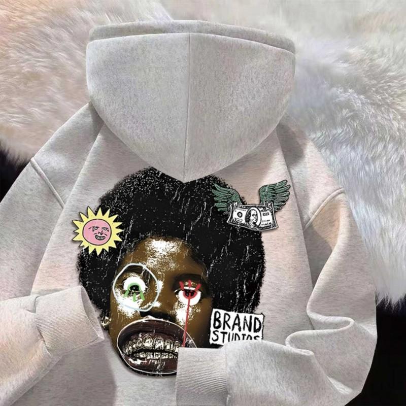 Oversized Retro Vintage Hoodie Men Women - Loose Fit Streetwear Sweatshirt With Graphic Print Cotton Lined Fall 2025