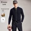 Мужской кардиган LOEN с воротником-стойкой, 100% шерсть мериноса, для стиля business casual