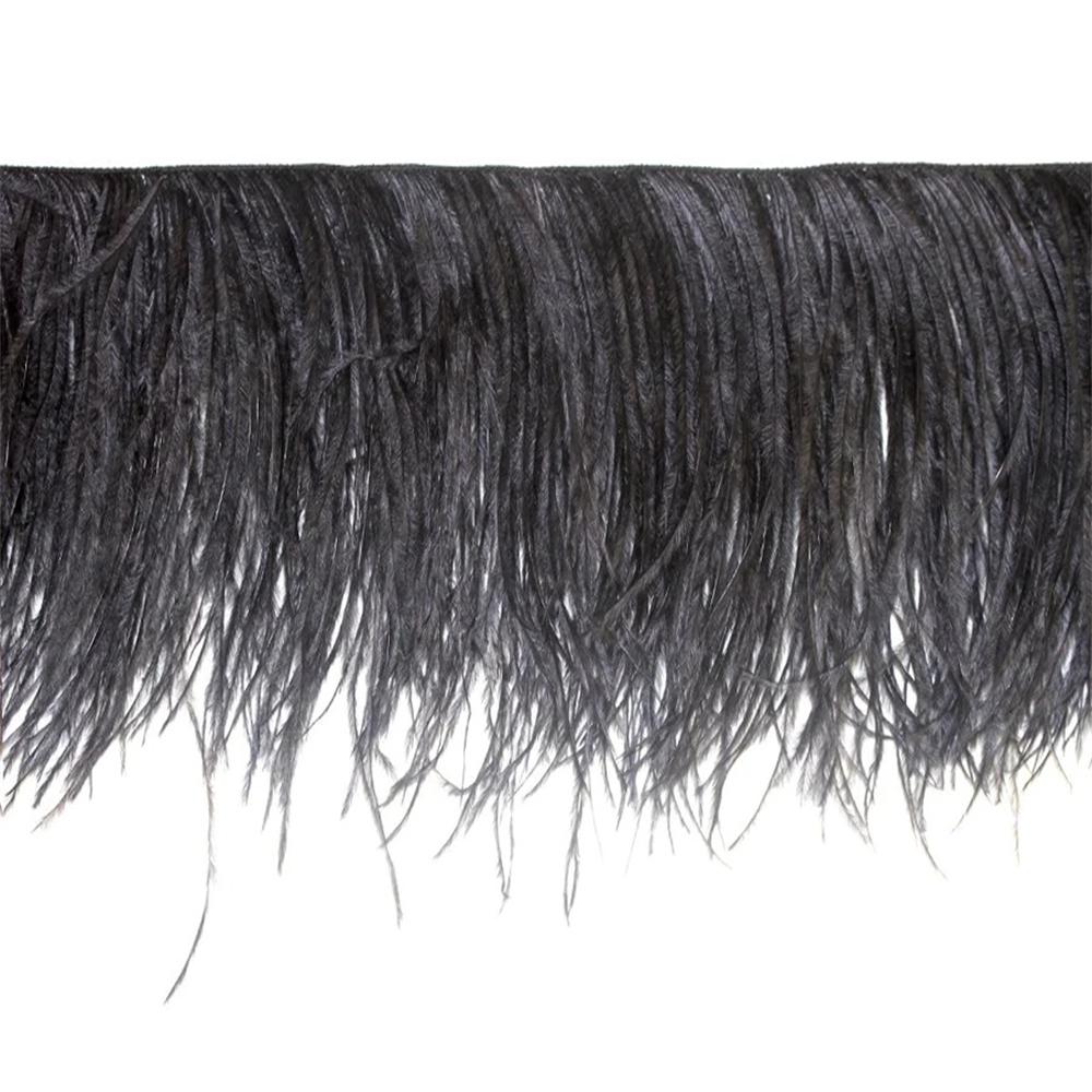 1 Метр Черная Отделка из Страусиных Перьев Высокое Качество Индивидуальная Бахрома из Перьев для Свадебного Платья для Вечеринки Одежда Шитье