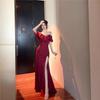 High-end niche light luxury one-word shoulder evening dress women's new high-end sexy banquet slim and thin dress