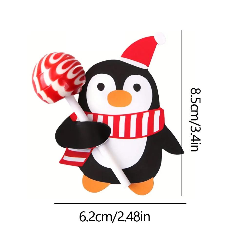 50/100pcs Christmas Lollipop Paper Cards Cartoon Santa Claus Penguin Snowman Kids Candy Gifts Package Wrapping New Year Party