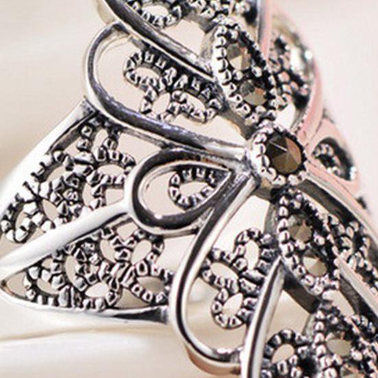 Кольцо на палец в стиле ретро с кружевом, преувеличенные искусственные драгоценные камни, лепесток, женское серебряное декоративное кольцо, ювелирные аксессуары