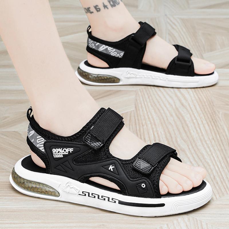 Summer Outdoor Men's Sandals Casual Anti-Slip Thick Bottom Soft Hiking Beach Flat Shoes EVA Outsole for Men Sport Black