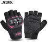 JCAA Black Summer Half Finger Motorcycle Gloves with Carbon Fiber Knuckle Protection - Breathable & Durable Motorbike Gloves Men