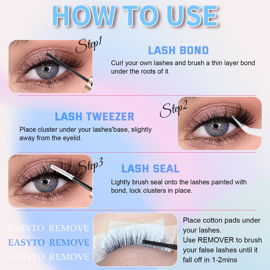 Single Cluster C Curved Multi-Hair False Eyelash Set 8-18Mmdiy Segmented Grafting Thick Eyelashes