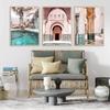 Islamic Muslim Architecture Scandinavian Moroccan Door Canvas Poster Pictures Wall Art Print Painting Livingroom Bedroom Decor