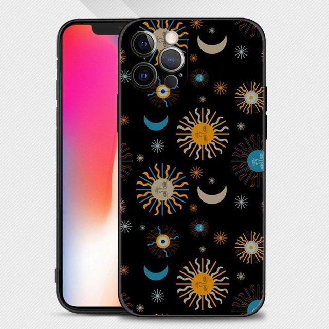Забавный чехол для телефона с изображением солнца и луны для Iphone 14 13 12 11 Pro Max Xs Max Xr X 7 8 Plus 12 Mini 6s, силиконовый чехол черного цвета