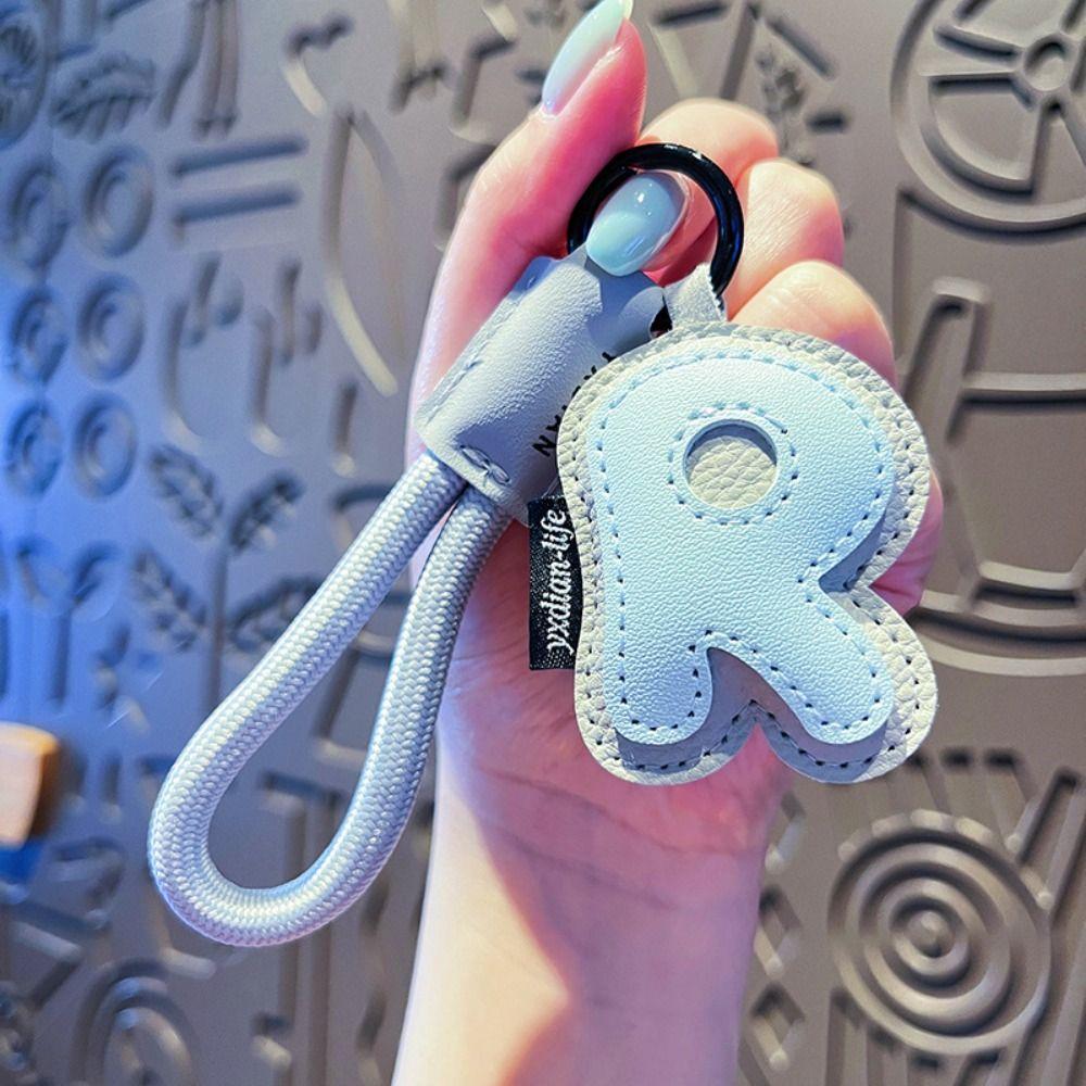 PU Leather 26 Letter Keychain Sweet Lucky Letter Pendant Stylish Alphabet Key Holder Girl