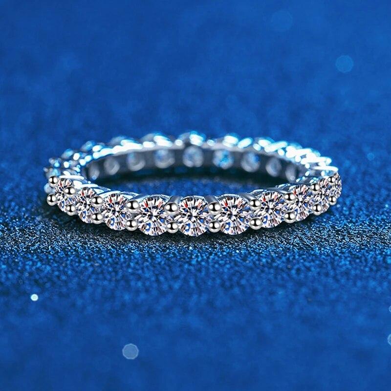 Обручальное кольцо с муассанитом 3 мм для женщин, созданное с бриллиантом Full Eternity, штабелируемое обручальное кольцо S925, серебряные кольца