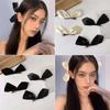 1Pair Black White Satin Bow Side Clips Vintage Bowknot Hairpin Sweet Cute Barrettes Headdress For Women Girls Hair Accessories