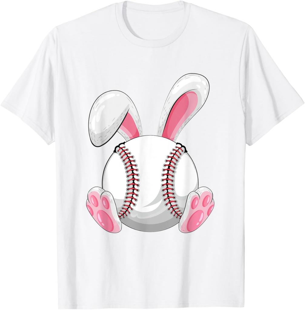 Бейсбольный кролик Пасхальная графическая футболка Смешная весенняя спортивная хлопковая футболка для мужчин