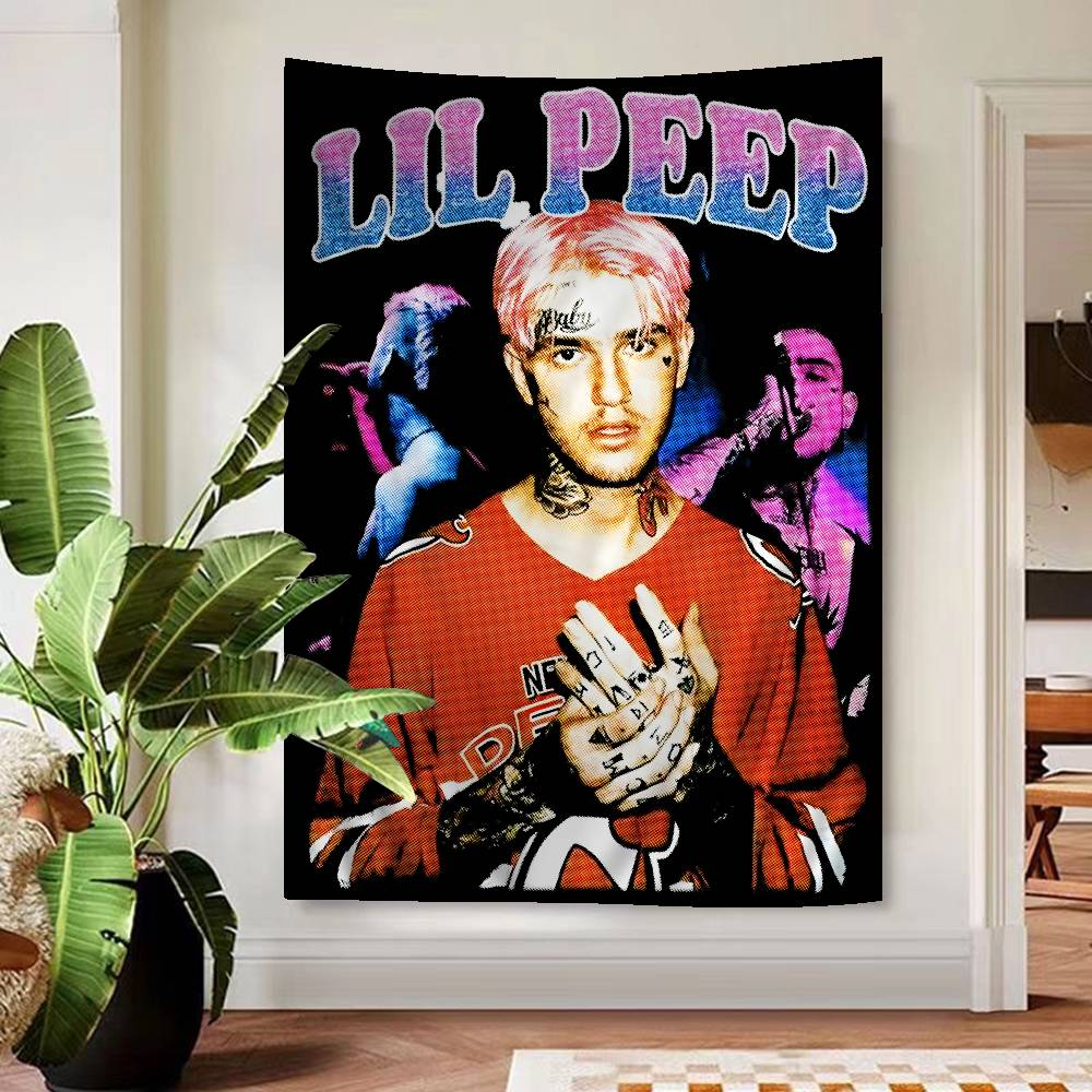 Хип-хоп рэпер Lil Peep Напечатанный Большой настенный гобелен Искусство Научная фантастика Комната Домашний декор Декор Покрывало