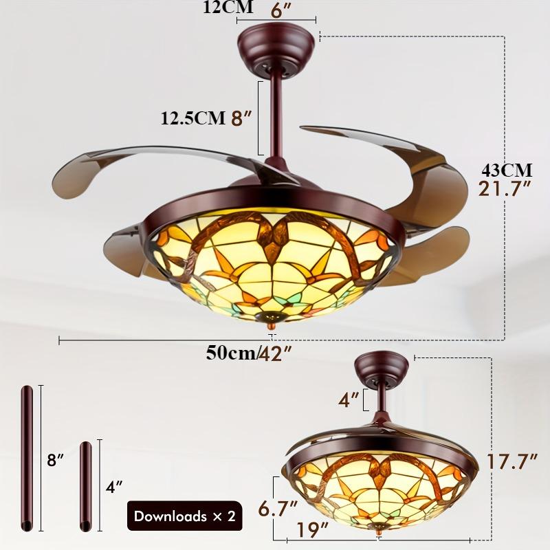 42-дюймовый выдвижной потолочный вентилятор с лампой и пультом дистанционного управления, двухсторонняя люстра