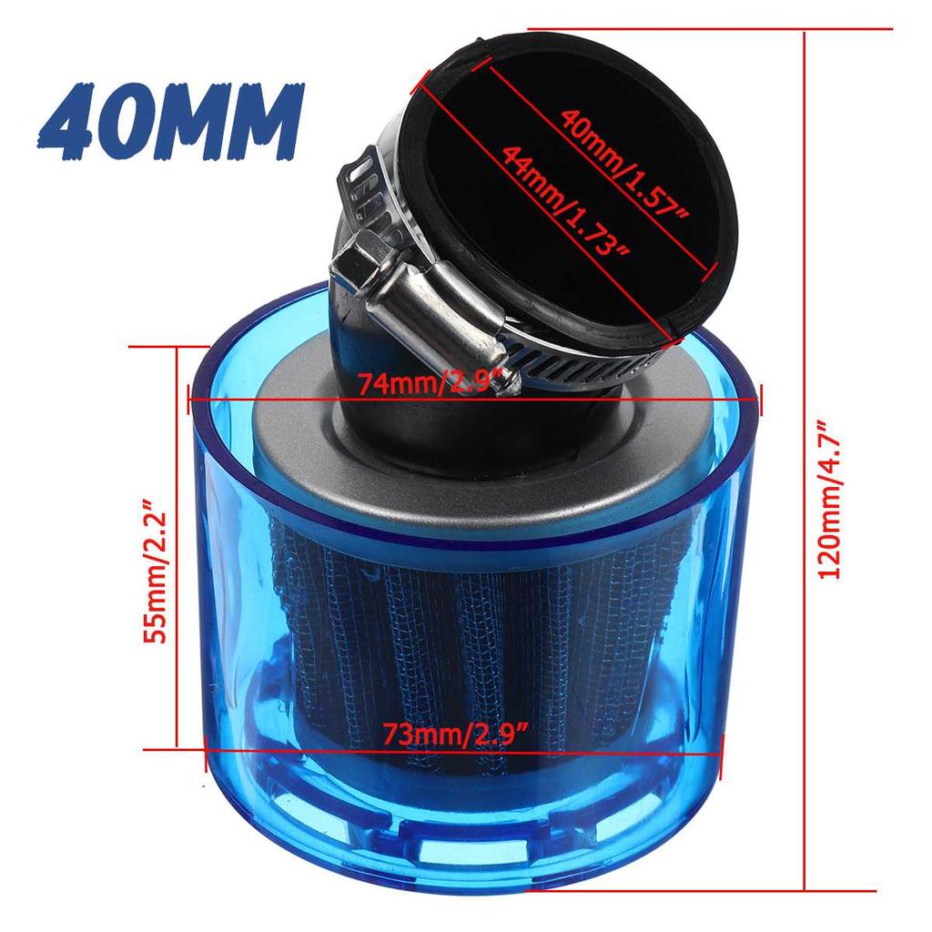 35/40/42/45/48 мм изгиб локтя горловины мотоцикла очиститель воздушного фильтра подходит для квадроциклов 125cc-250cc Pit Dirt Bike брызгозащищенный синий