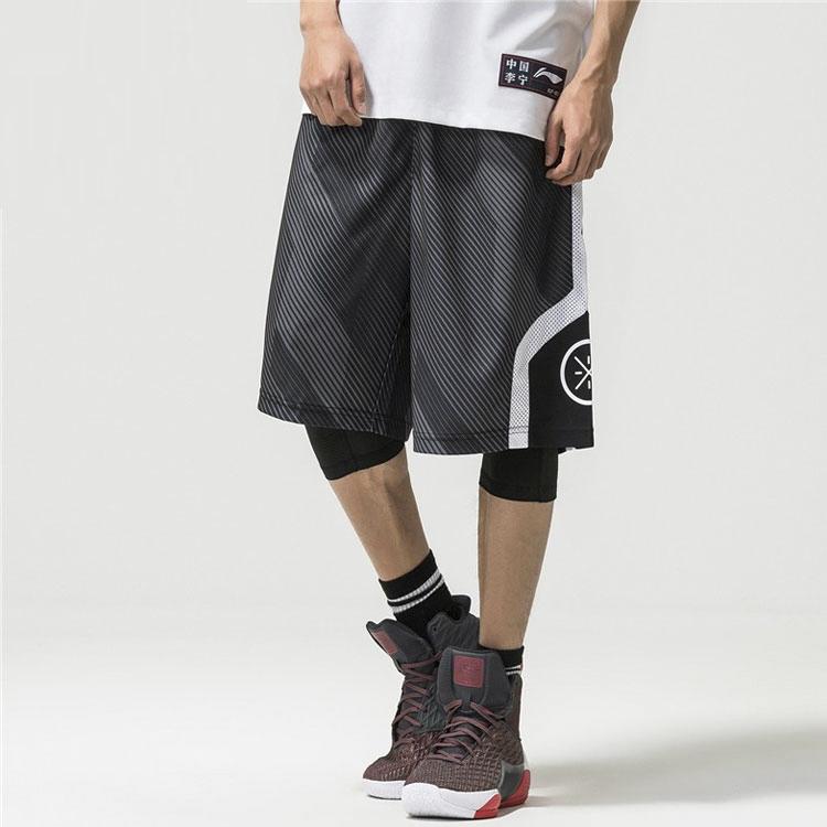 Li-Ning Мужские повседневные спортивные шорты Way Of Wade пятидюймовые, черные, AAPP281-1