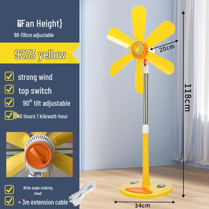 Compact Silent Cartoon Floor Fan for Dorms & Offices