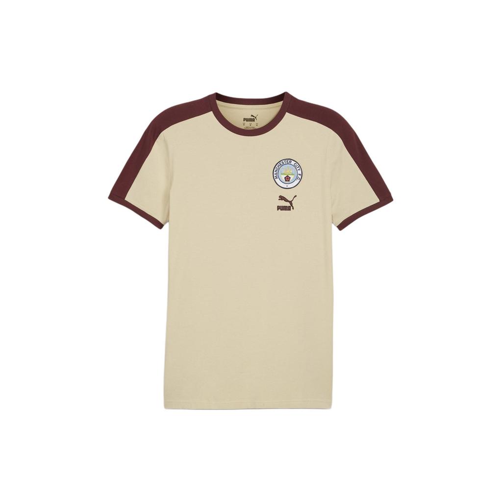 Puma Man City Серия Года Кролика Mcfc Ftblheritage Футболка T7 с Мини-Лого и Круглым Вырезом Пуловер С Коротким Рукавом Мужская Овсяного Цвета
