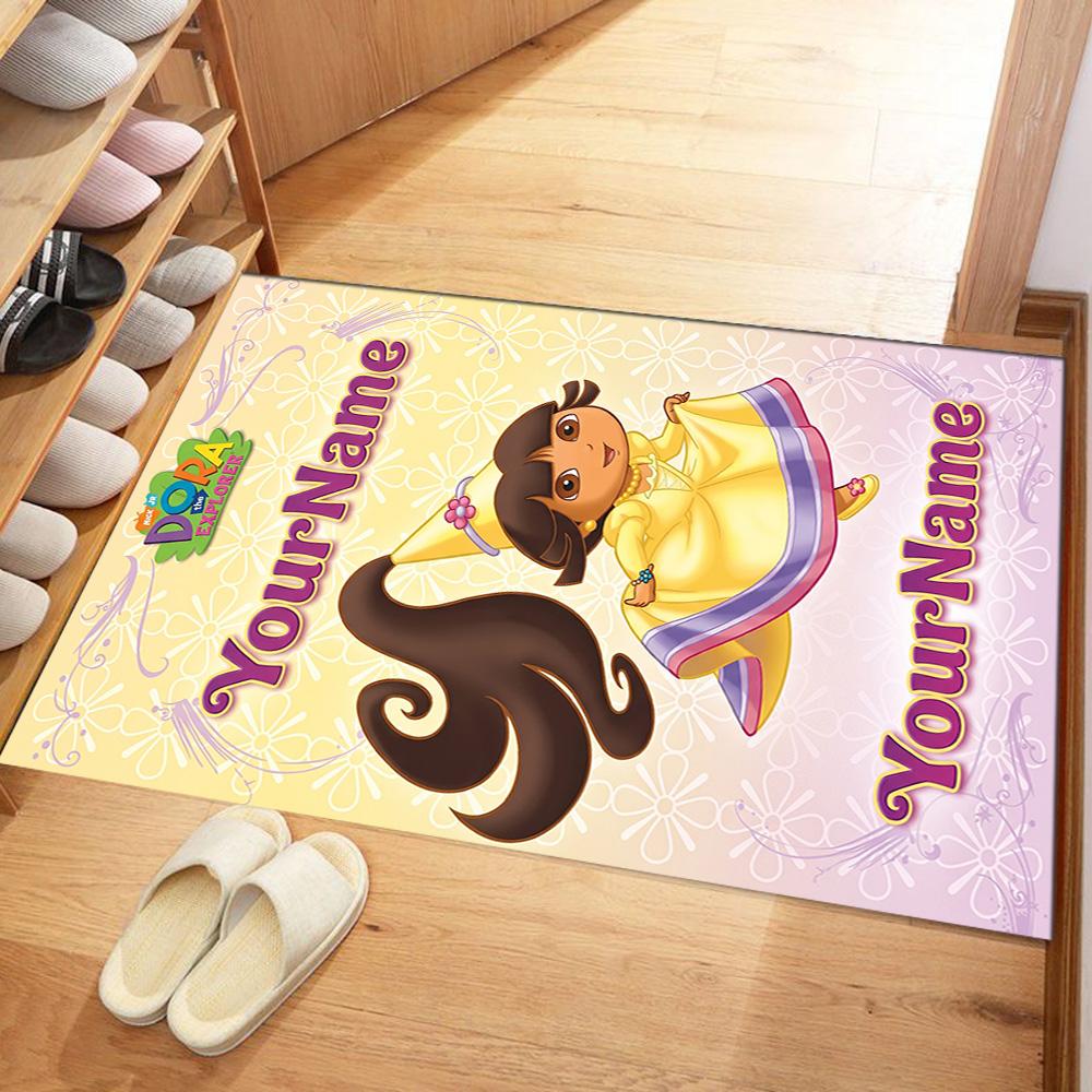 Dora Explorer Personalized Name Floor Mat Perfect for Game Room Playrooms Outdoor Entryway Anti-slip Rug Decorate Offices Birthday/Christmas Gift