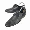 Italy Made Leather Long Nose Plain Toe Dress Shoes 24.5 Black(USED)