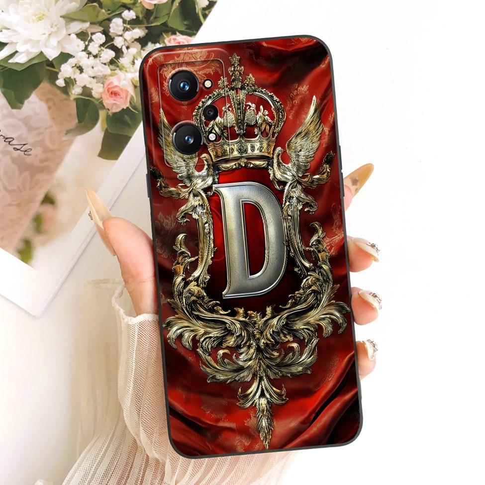 For Realme GT Neo 2 Case Luxury A-Z Letters Fashion Crown 2D Painted Silicone Bumper Cover For Realme GT Neo2 RMX3370 Casing