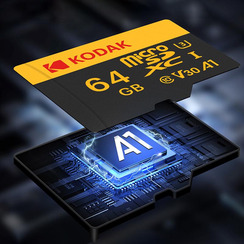 Kodak Карта флэш-памяти ULTRA PERFORMANCE U3 V30 A1 microSDXC UHS-I с адаптером класса 10 UHS-1, до 100 МБ/с для смартфона с зеркальной камерой