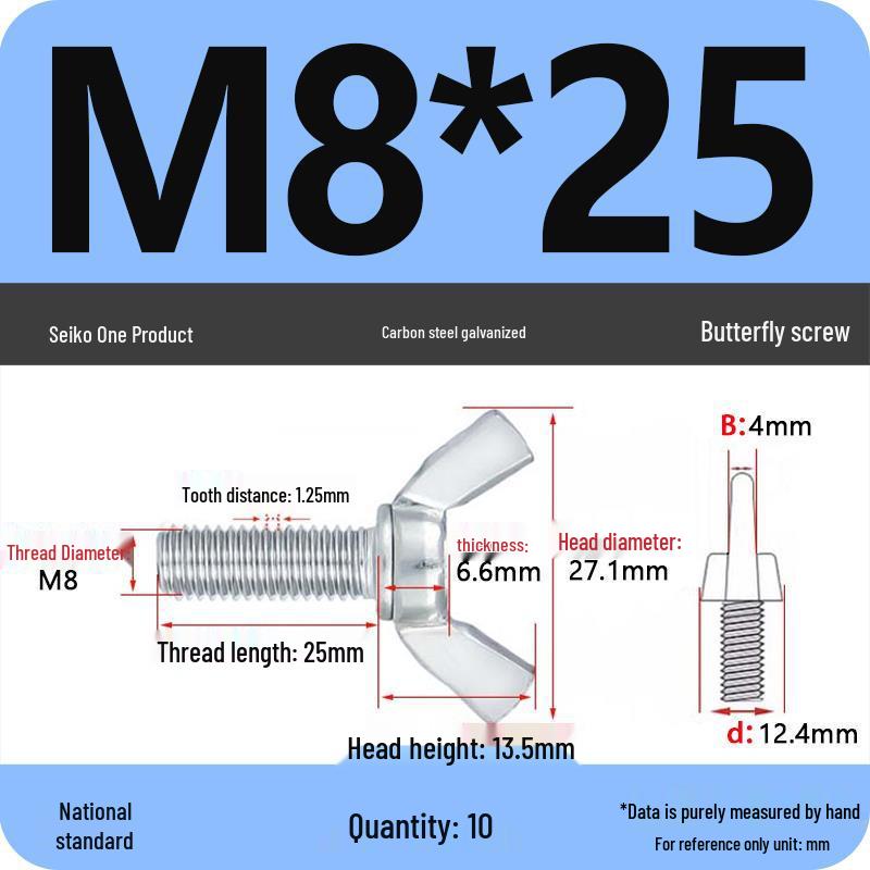 Оцинкованный болт с барашковой гайкой из углеродистой стали M4-M12