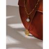 Yhpup Statement Round North Star Layered Pendant Necklace for Women Golden Stainless Steel Natural Pearl Chain Collar Necklace
