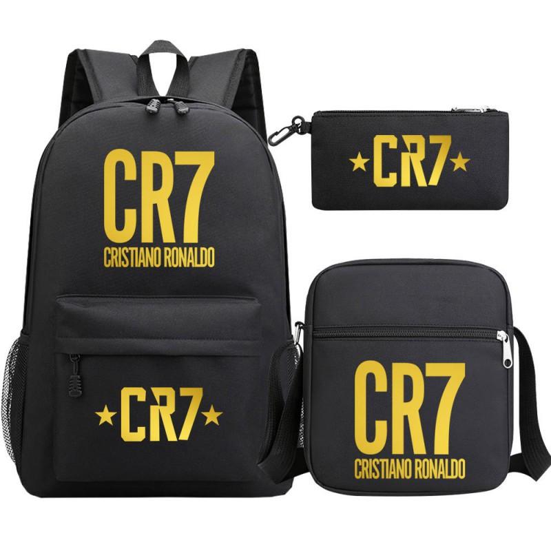 Youth Football Star Print Backpack Set Teens - 3-Piece Unisex Oxford Fabric School Bag With 13 Laptop Compartment