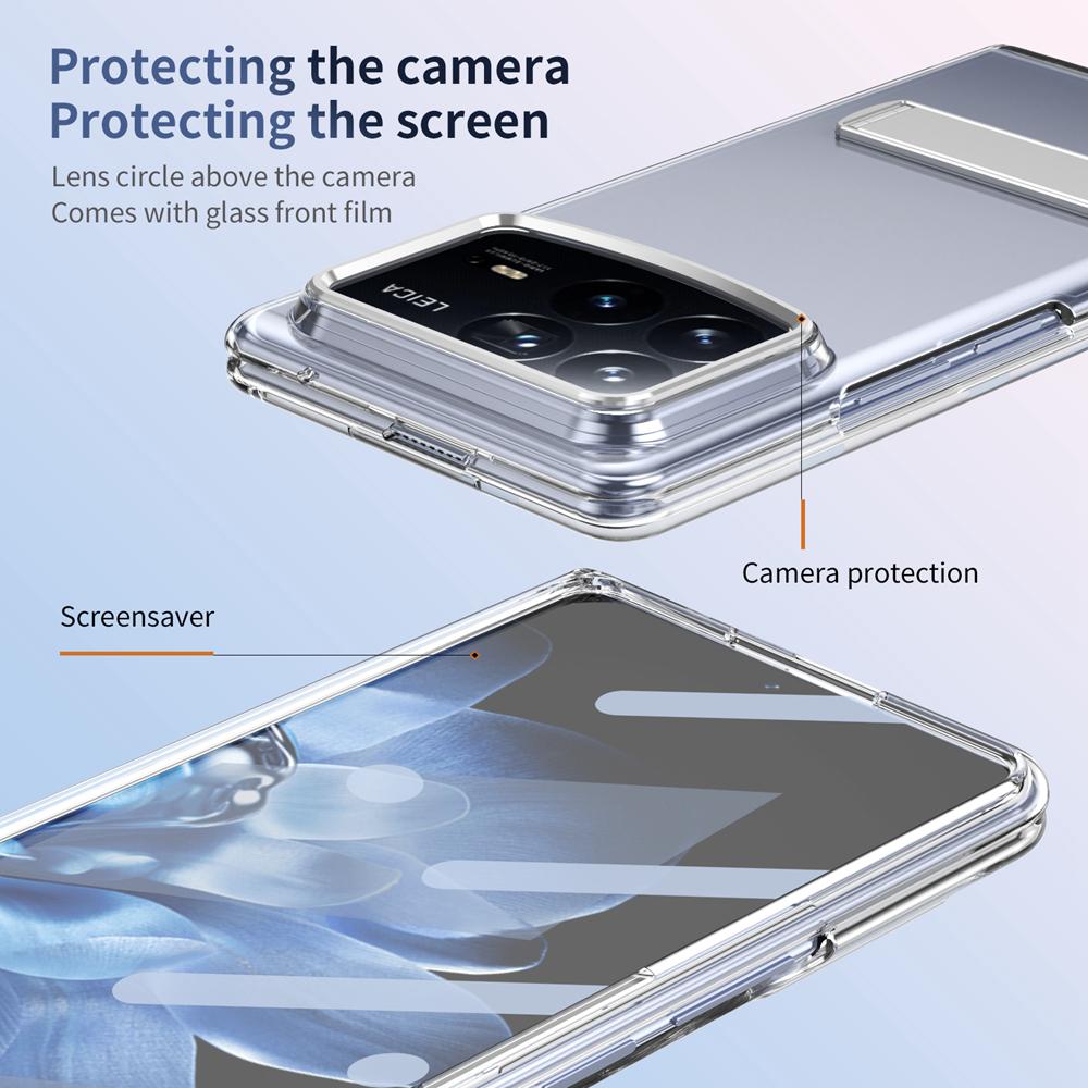 KEYSION Прозрачный чехол для Xiaomi MIX Fold 4 Hard PC Metal Kickstand Противоударный чехол для телефона с защитным стеклом для экрана