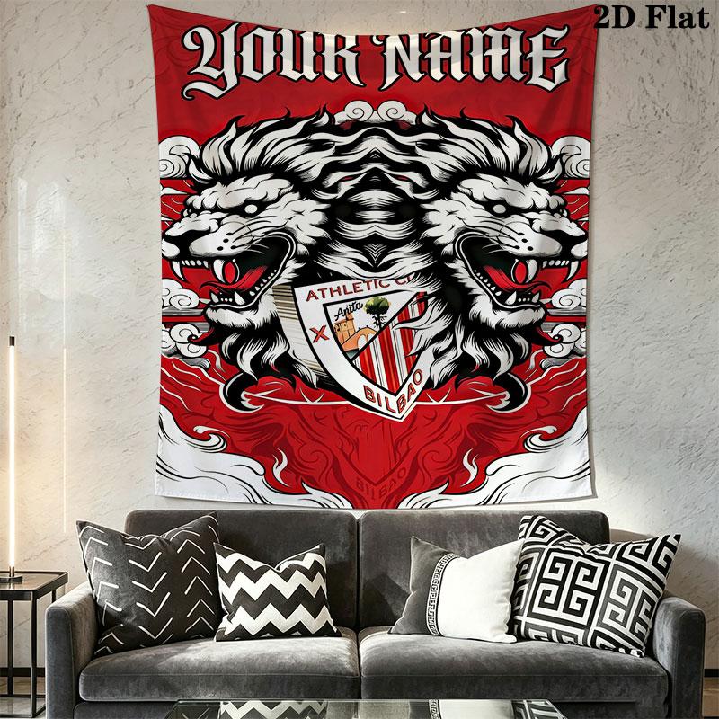 Custom Athletic Club Bilbao Wall Hanging Printed Fabric Blanket Decorative Tapestries for Bedroom Living Room Home Decor