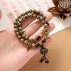 Multi-circle Green Sandalwood Bracelet, Men's and Women's Cultural Play Plate Play Bracelet, Agate Wooden Buddha Beads Stacked with Accessories