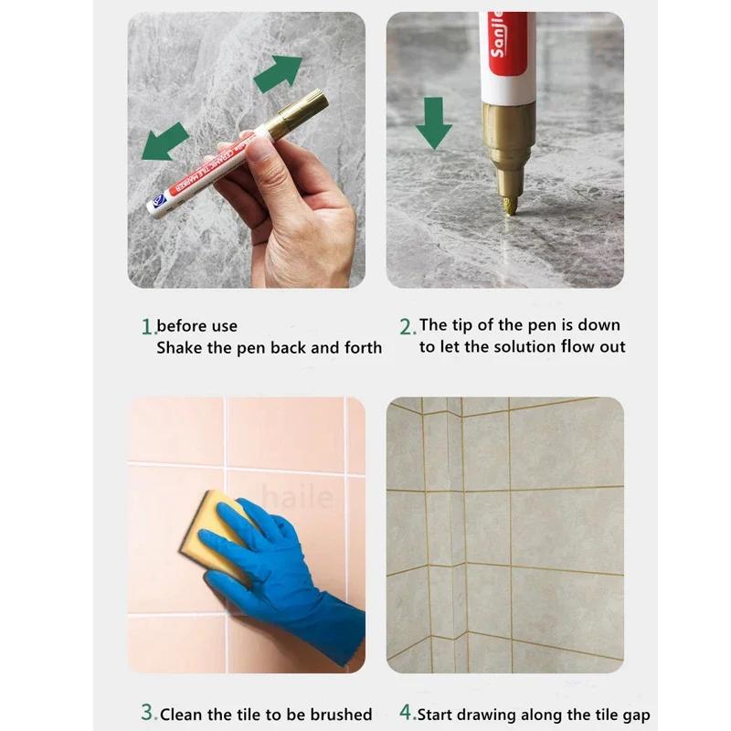 Белый водонепроницаемый маркер для плитки, ручка для затирки швов, ручка для настенных швов, 10 цветов по желанию, для плитки, пола, ванной, дезинфекции, ремонта швов