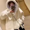Autumn Winter Imitation Rabbit Fur Eco-friendly Fur Jacket Women Outwear Warm Loose Hooded Thick Cold-Proof Plush Parka Coats