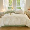 Class A Fresh Four-Piece Set: Washed Cotton Bed Sheet & Duvet Cover with Double Layer Gauze - Home Bedding Collection