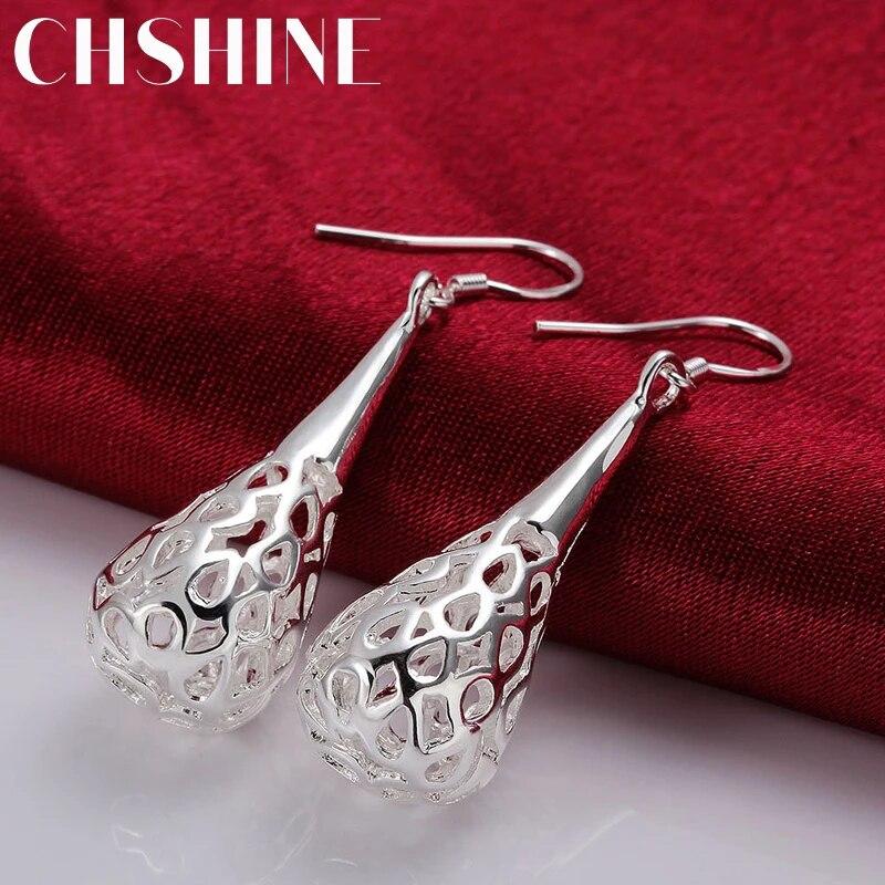 CHSHINE новые очаровательные серьги из стерлингового серебра 925 пробы для женщин, ювелирные изделия, универсальные трендовые серьги в форме полой капли воды